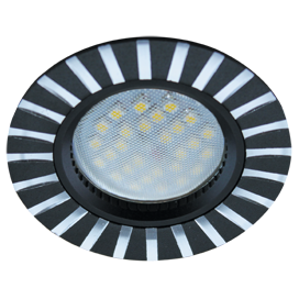 Светильник Ecola MR16 DL3183 GU5.3 встр. литой (скрытый крепёж лампы) Полоски по кругу Чёрный/Алюминий 23х78