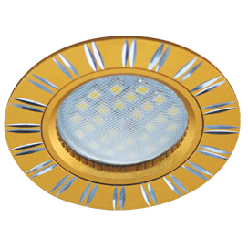 Светильник Ecola MR16 DL3184 GU5.3 встр. литой (скрытый крепёж лампы) Двойные реснички по кругу Матовое золото/Алюминий 23х78