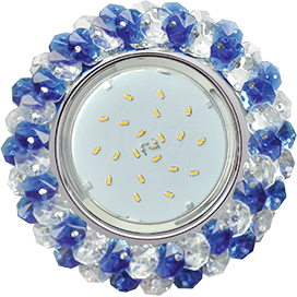 Ecola GX53 H4 Glass Круглый с хрусталиками прозрачный и голубой / Хром 56x120
