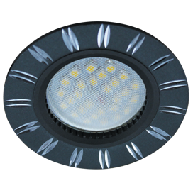 Светильник Ecola MR16 DL3184 GU5.3 встр. литой (скрытый крепёж лампы) Двойные реснички по кругу Чёрный/Алюминий 23х78