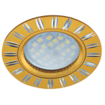 Светильник Ecola MR16 DL3184 GU5.3 встр. литой (скрытый крепёж лампы) Двойные реснички по кругу Матовое золото/Алюминий 23х78