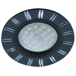 Светильник Ecola MR16 DL3184 GU5.3 встр. литой (скрытый крепёж лампы) Двойные реснички по кругу Чёрный/Алюминий 23х78